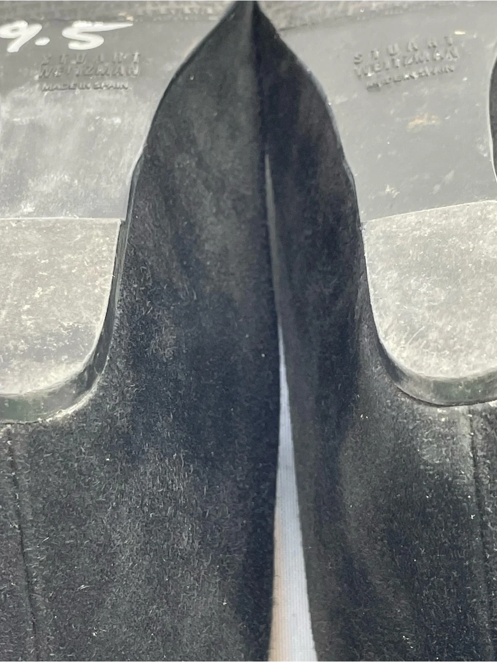 VTG STUART WEITZMAN Black Suede Wedge Loafers Office Siren Whimsigoth Size 9.5 - Picture 13 of 13